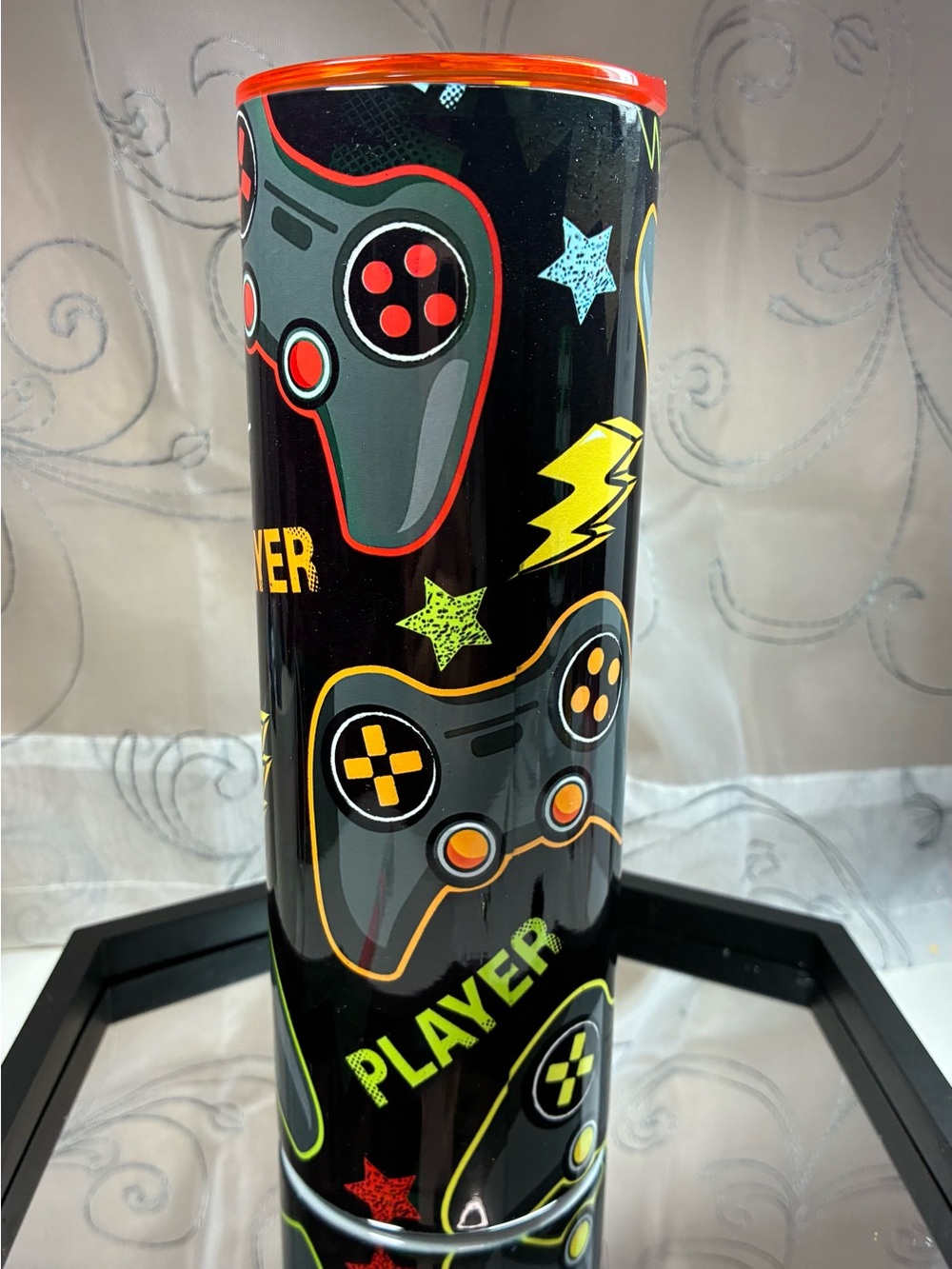 Black & Red Gamer Controller Travel Mug - Electronics Accessories